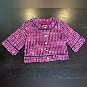 Janie And Jack Girls Pink and Navy Tweed Blazer Jacket
